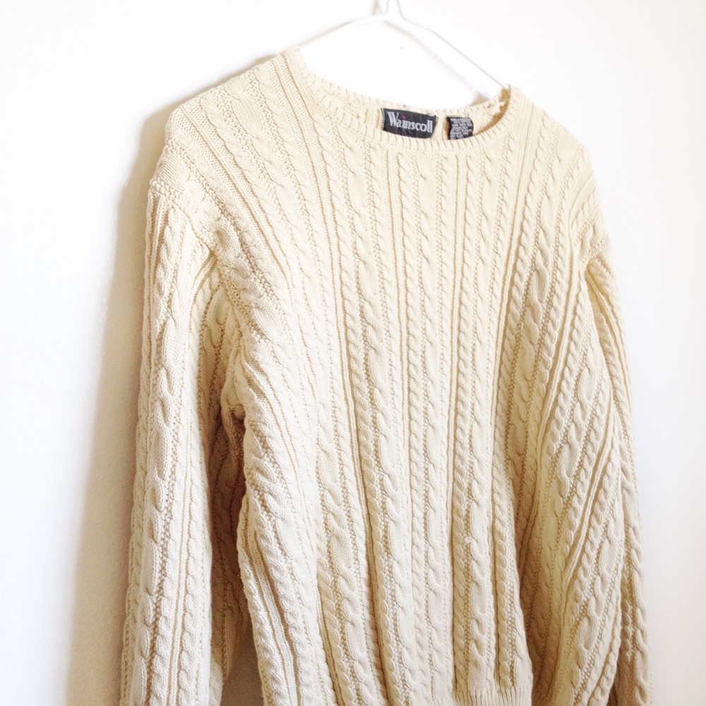 Pastel Yellow Cable Knit Sweater